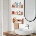 SAG's store Floating Nursery Shelves - Set of 3 Natural Wood Wall-Mounted Bookshelves for Kids Room, Baby Room, Nursery Decor - 15.7" Wide, Solid Wood Shelves for Books, Toys, and Decor Storage