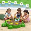 VROGTIK Turtle Sandbox with Lid & Beach Toys Set, 38" Kids Sandbox for Toddlers 3-8, Indoor Outdoor Sensory Play Sand Box with Cover, Summer Gift for Ages 3-8