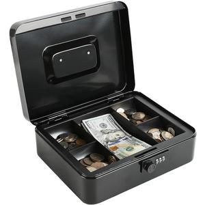 Xydled Steel Cash Box Safe with Combination Lock,Money Safe Box with Removable Coin Tray,Large,9.84"x 7.87"x 3.54",Black