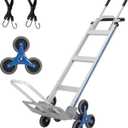 Aluminum Stair Climbing Cart,600 LBS with Extendable Base Plate, | Dual Handles,2 in 1 Heavy-Duty Aluminum Hand Truck ,6 Wheels & 2 Elastic Ropes for Warehouse Shopping