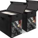 2 Pack Comic Book Storage Box with Lid for Modern Age, Collapsible Magazine Organizer with Clear Window, Heavy Duty Case Container Holder, Black