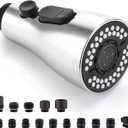 Kitchen Faucet Sprayer Head Replacement - Pull Down Faucet Spray Head with 15 Adapters, Pull Out Faucet Sprayer Nozzle, 3 Function Kitchen Tap Spray Spout Part Connector, Chrome