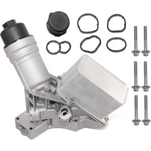 3.0L Gas Aluminum Oil Cooler Filter Compatible with 2016-2018 BMW 340i 2018-2019 BMW X3 Replace# 11428583895 11428588578