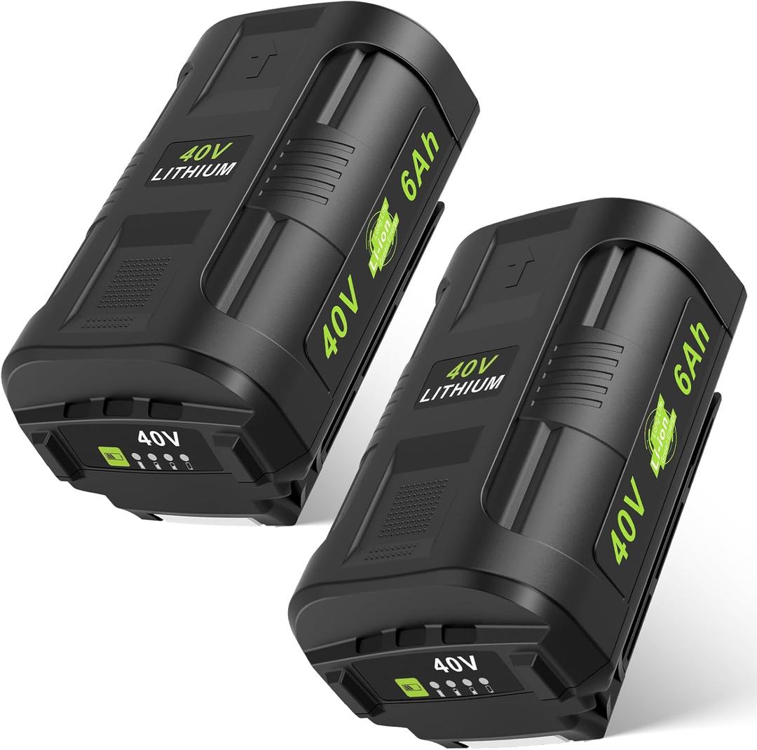 ARyee 6.0Ah 40V OP4060 OP4050A Replace for Ryobi 40V Battery OP4015 OP4040 OP4026A OP40201 OP4015 OP40261 OP4030 OP40401 Cordless Power Tool Lithium Battery, 2Pack