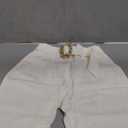 SANDY & SID Womens Pants Linen Crop High Rise *Small Size* Straight Leg Trousers Fabric Belt Business Office Work Casual Wear XS
