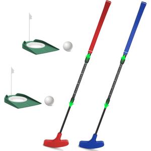 Golf Putter, 2 Pack Golf Putters for Men & Women Two-Way Mini Putter Right or Left Handed Golfers Adjustable Training Club Golf Set with 2 Balls & 2 Flag Cups for Kids,Teenagers, Adults, Blue & Red