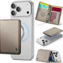 Defencase for Magsafe Wallet Magnetic Card Holder RFID Blocking, PU Leather Minimalist Phone Wallet for MagSafe Phones and Cases for iPhone 17/16/ 15/14/ 13/12/ Pro/Max/Plus/Air, Desert Titanium