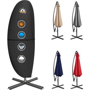 Zettum Patio Umbrella Cover - 600D Outdoor Cantilever Umbrella Cover Waterproof & Heavy Duty, Large Offset Umbrella Cover Banana Parasol Covers for 7.5-11.5 FT Umbrellas