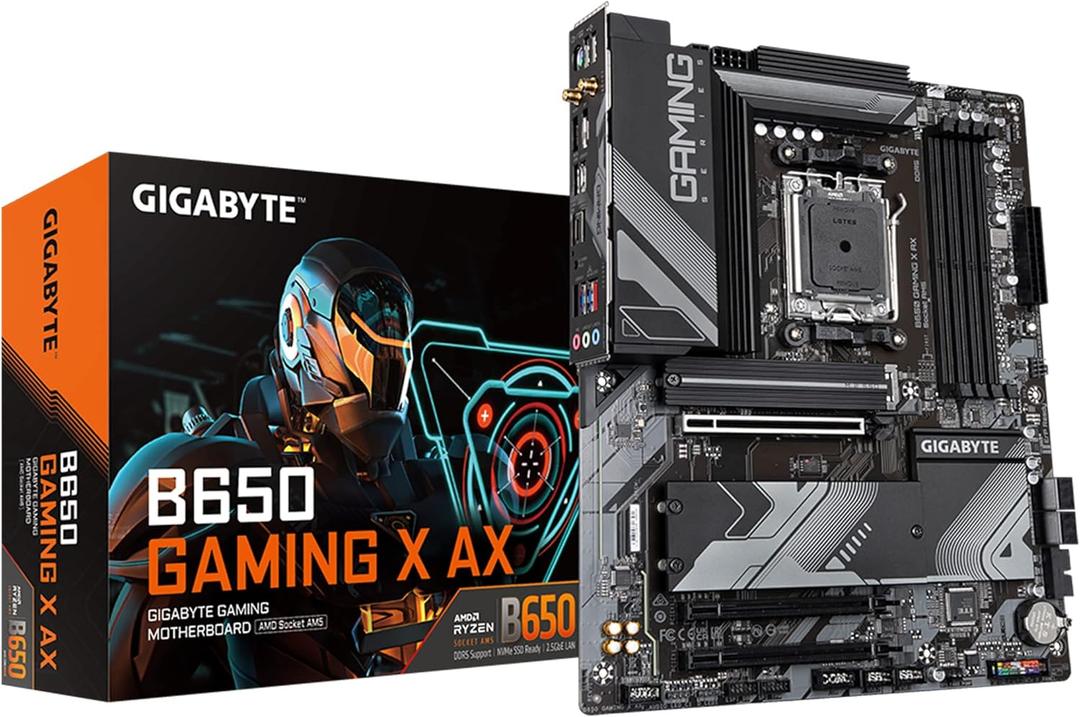 GIGABYTE B650 Gaming X AX (AM5/ LGA 1718/ AMD/ B650/ ATX/ DDR5/ PCIe 4.0 M.2/ PCIe 4.0/ USB 3.2 Gen2x2 Type-C/AMD Wi-Fi 6E/ Realtek 2.5GbE LAN/Motherboard)