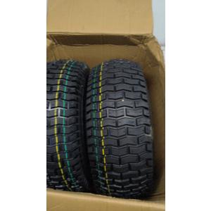 16x6.50-8 Tubeless Tire and Wheel, 1" Bearing, 4" Centered Hub,16x6.5-8" Lawn Mower Tires, Universal Fit Riding Mower and Garden Tractor Front Wheels, 4 Ply, V-Turf Pattern, 2 Pack