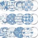 Geelin 24 Pcs Blue Seashell Bow Party Compact Mirrors 2.7'' Portable Travel Makeup Mirror for Purse Pocket Cute Mini Folding Handheld Mirror for Wedding Bridal Shower Bachelorette Party Favors Gifts