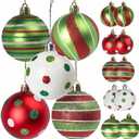 3 x 12 Pcs 2.4 Inch Christmas Ball Ornaments for Tree,Red and Green Glittering Hanging Bulbs Pendants for Christmas Tree Decorations