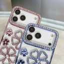 Compatible with iPhone 17 Pro Max Flower Case,Cute Glitter Bling 3D Diamond Flower with Luxury Rhinestone Floral Women Girls and Sparkly Shiny Slim Shockproof Case for iPhone 17 Pro Max -Pink