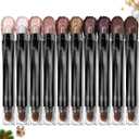 10PCS Eyeshadow Stick,Shimmer And Matte Neutral Brown Eye Shadow Sticks Pencil Crayon, Eye Brightener Stick With Crease-proof Formula,Waterproof & Long Lasting (A-Christmas Set)