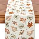 Artscope Pumpkins Maple Leaves Fall Table Runner, Thanksgiving Holiday Kitchen Dining Table Decoration for Fall Home Decor 13x72 Inch - Orange, Pack of 5