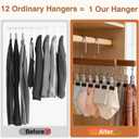 Closet Organizer with 12 Clips, Space Saving Hangers for Clothes, Hanging Closet Organizers and Storage, Wooden Socks Hats Pants Hangers with Clips, for Small Room Organization
