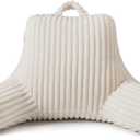 Blissful Diary Reading Pillow for Sitting in Bed, Flannel Back Pillow Bed Sitting Up for Adult & Children, Backrest Cushion for Sit Up in Couch or Floor, Dorm Essentials, Cream White