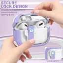 Clear Case for AirPods Pro 2nd/1st Generation With Cleaner Kit, Secure Lock for Apple Airpod Pro 2&1 Gen Cover, Silicone Wrist Strap, Cute Candy Keychain for Women, Purple