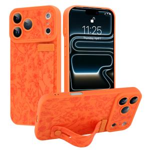 SOKAD for iPhone 17 Pro Case with Wrist Strap Stand, Orange Sage Flower