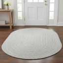Super Area Rugs 3X5 Farmhouse Braided Rug Cotton Kitchen Reversible Carpet, Gray & White, 3' X 5' Oval