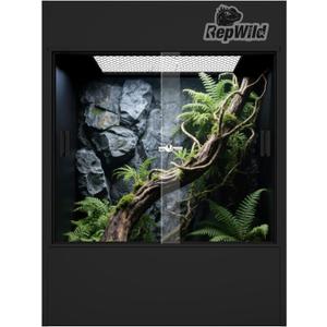 33 Gallon PVC Tall Reptile Tank/Terrarium, RepWild 18" x 18" x 24" Arboreal Reptile Habitat Enclosure with Sliding Door & Heavy-Duty Screen for Amphibians, Crested Gecko Lizard Chameleon