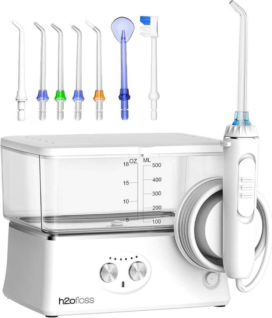 Water Dental Flosser Teeth Pick, H2ofloss 6 Modes Upgrade Portable Cordless Oral Irrigator, Rechargeable 570ML Traveling Waterflosser IPX7 Waterproof Water Dental Picks for Teeth Cleaning White