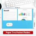 Folders with Pockets, 100 Pack Letter Size Durable Thick Paper 2 Pocket Folders, Holds 100+ Sheets with Business Card Slot for Presentation, Office, School and Home, Blue Assorted