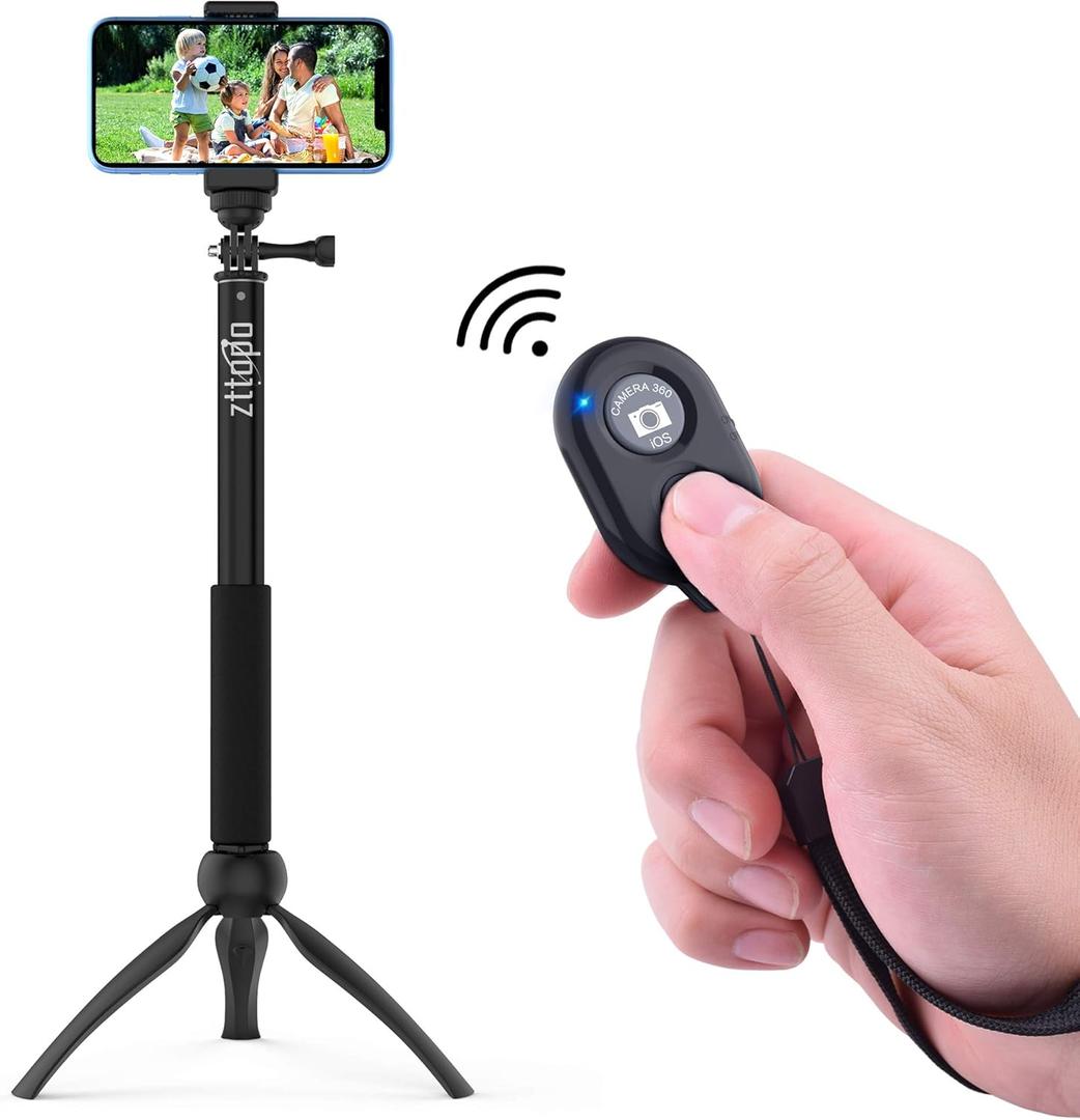 Wireless Camera Remote Shutter for Smartphones (2 Pack), Zttopo Wireless Phone Camera Remote Control Compatible with iPhone/Android Cell Phone - Wrist Strap Included