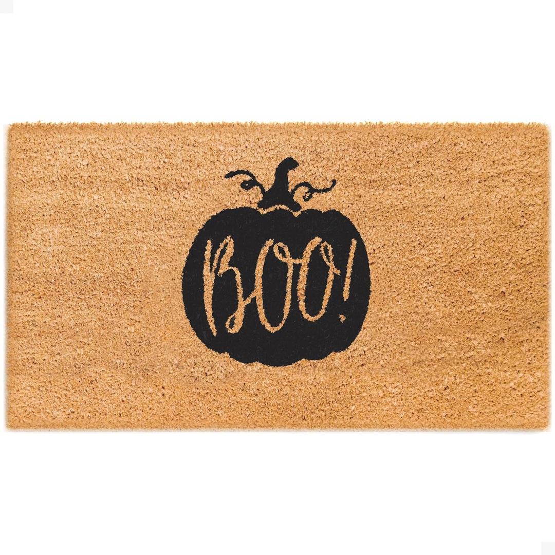 THEODORE MAGNUS Halloween Door Mat - Welcome Mat for Front Door with Non-Slip Backing - Durable Doormat - Perfect for Outside Entrance Matt - Outdoor/Indoor - Boo - 17" x 30"