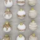 Satin Christmas Balls Ornaments, Silk Christmas Hanging Ball Decorations, 12Pcs 3.15" Luxury Vintage Christmas Tree Decor for Xmas Holiday Wedding Party, Package (White)