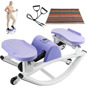 Rock Stepper, Side to Side Rocker Machine, Steppers for Exercise at Home, U-Shaped Rock Stepper Machine with Digital Display & Resistance Bands250 LBS Loading Capacity Exercise Equipment