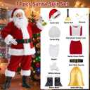 11pcs Santa Claus Costume for Men Women Adults Deluxe Santa Costumes Suit Outfit Christmas with Bell (Red, S)