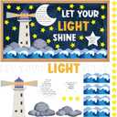 Mooliwe 88 Pcs Let Your Light Shine Bulletin Board Set Christian Religious Bulletin Board Decoration Bible Verse Lighthouse Cutouts Christian Classroom Decor for Church Sunday School Wall
