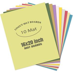 AUEAR 10-Pack 16x20 Uncut Picture Mat Boards, Assorted Colors Backing Board for Framing, Artwork, Photos & Prints