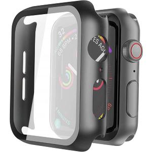 Misxi 2 Pack Hard PC Case with Tempered Glass Screen Protector Compatible with Apple Watch SE 3 (2025) SE 2 SE Series 6 Series 5 Series 4 40mm, Black