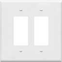 ENERLITES Double Decorator Switch Cover, Two Outlet Wall Plate, Oversized 2-Gang 5.50" x 5.50", Unbreakable Polycarbonate Thermoplastic, UL Listed, 8832O-W, White (Oversize, White)