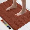 Bcoimo 30"×20" Chenille Bath Mat – Non-Slip with Backing Bath Rug Ultra-Absorbent and Machine Washable Bathroom Mat Quick-Dry Design. Ideal for Bathroom and Tub Areas