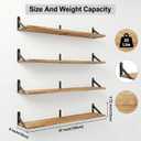 Long Wall Shelf,Large Floating Shelves for Wall,Wood Floating Bookshelves Hanging,Book Storage Display for Living Room Bedroom Office Bathroom Decor,4 Pack,47 Inch,Carbonized Black