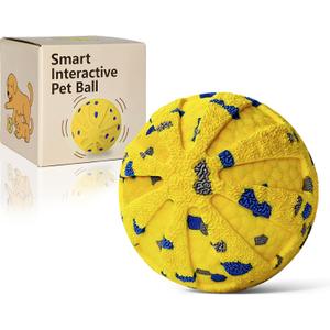 Interactive Dog Toys Ball, Moving Dog Toys to Keep Them Busy, Automatic Self Rolling & Bouncing, Soft E-TPU Material IPX7 Waterproof, Enrichment for Small Medium Large Breeds, Yellow