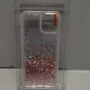 Caka Glitter Case for iPhone 12/12 Pro for Women Girls, Bling Sparkle Liquid Phone Cover with Screen Protector, Sparkly Girly Flowing Floating Moving Quicksand Accessories - Pink