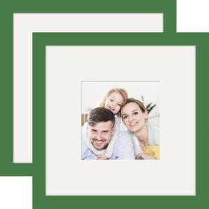 Picture Frames 8x8 2 Pack Made of Solid Wood Green for Wall Mounting and Tabletop Display