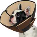 Queenmore Dog Cones for Medium Dogs, Soft Dog Cone Collar After Surgery, Pet Cone for Dogs Wound Care, Spay, Neuter, Breathable Pet Surgery Collars & Cones, Brown M