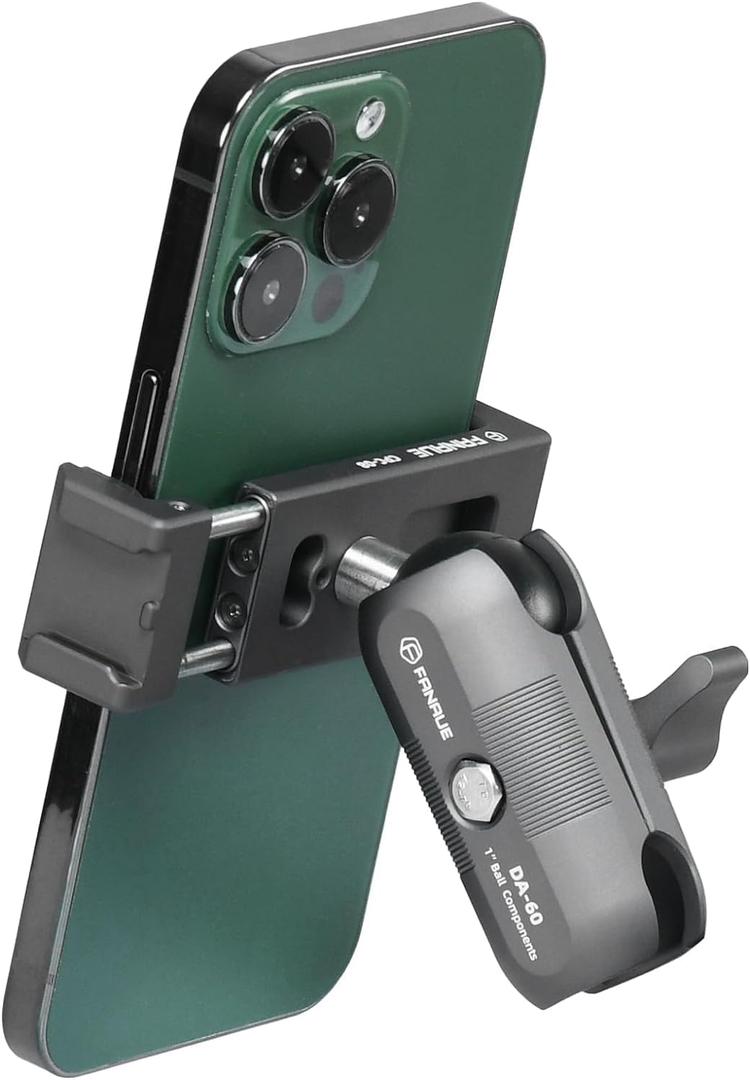 FANAUE Aluminum Bike Phone Holder with 1" Ball for Smartphones with a Width of 2.3" to 3.7", Compatible with RAM Mounts B Size Double Socket Arm & Motorcycle Phone Mount [150mph Wind Anti-Shake]