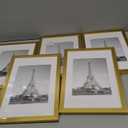 upsimples 8x12 Picture Frame Set of 5, Display Pictures 6x8 with Mat or 8 x 12 Without, Wall Gallery Photo Frames, Gold