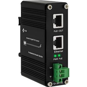 Industrial Gigabit Passive 24V PoE Injector Hardened PoE Adapter with 12-24V DC Input 24V PoE Output DIN- Rail /Wall Mount