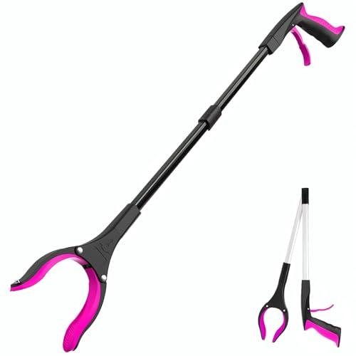 Grabber Reacher Tool - 32” Extra Long Foldable Gripper and Reaching Tool - Heavy Duty Pick Up Stick Grabbers for Seniors, Trash, Surgery Recovery Must Haves Gifts (Black Purple)