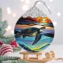 Christmas Stained Glass Sea Turtle Ornament - Holiday Home Decor - Tree Decoration - Gift Exchange Ideas