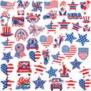 Yuxung 48 Pcs 4th of July Iron on Patches Patriotic 250th Anniversary Independence Day Embroidered Sew Applique Repair Patch Memorial Day American Flag DIY Crafts for Jacket Dress Backpack Decorations