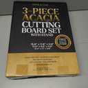 Pre-Oiled, Non Toxic 3-Piece Acacia Cutting Board Set with Stand, FSC Certified Wooden Chopping Boards, Includes 3.4 fl oz Chopping Board Oil, 3 Wood Carving Boards for Home, BBQ Kitchen, Deer & Oak