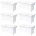 Lemict 6FT White Table Cloth - 6 Pack Fitted Stretch Rectangle Spandex Tablecloth, Washable Table Cover for Party, Picnic, Wedding, Banquet, Birthday and Festival(30" x 72")